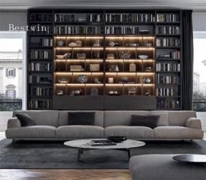 Italian Design Leather &amp; Fabric Sofa with Light Luxury Appearance
