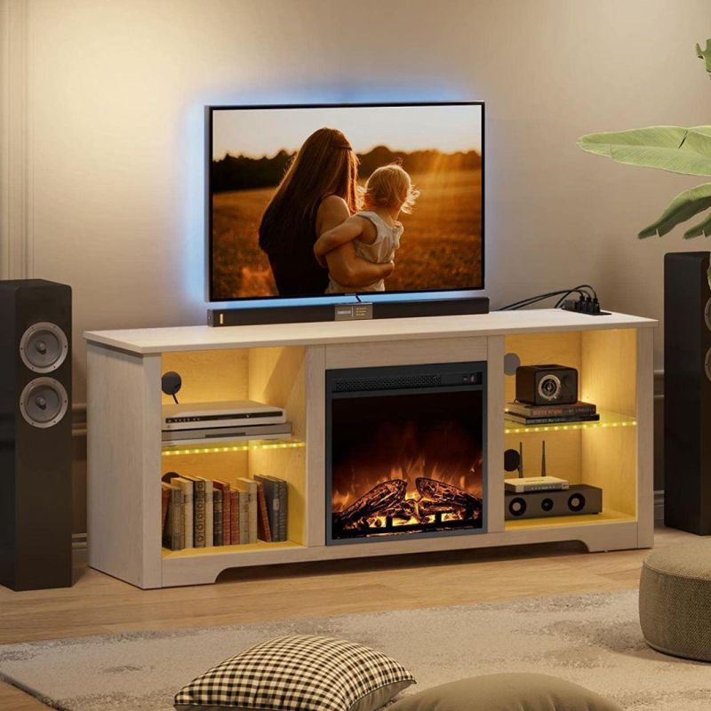 Modern Fireplace TV Stand TV Cabinet TV Console with LED Light for Living Room Bedroom