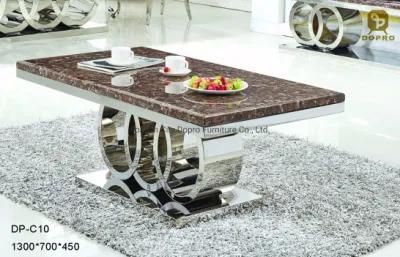 Classic Metal Marble Top Coffee Table for Home Furniture