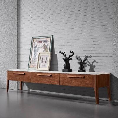 Solid Wood and Carrara Marble Top TV Stand Less M. O. Q.