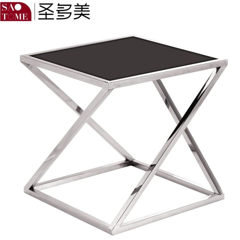 Modern Simple Living Room Furniture White or Black Faced Glass End Table