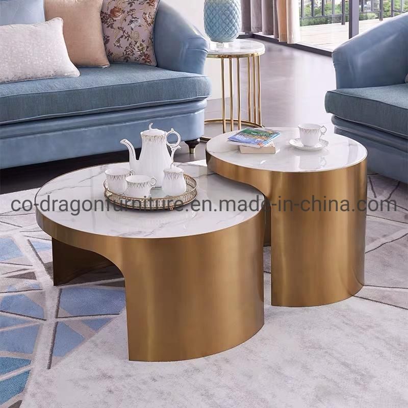 Modern Luxury Marble Top Double Coffee Table for Home Furniture