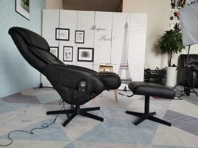Jky Furniture Stressless Technology Fabric Leisure Recliner Chair with Ottoman and 8 Points Vibration Massage Function