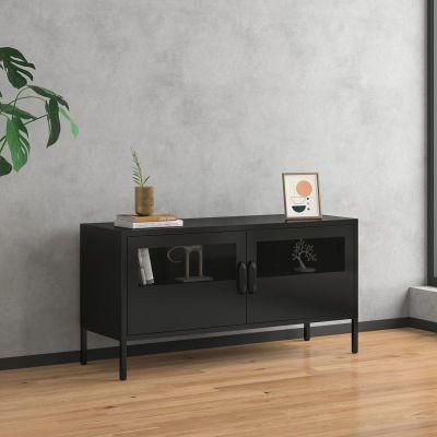 Simple TV Stand Wood TV Cabinet Mesh Lockers Metal Foot Locker