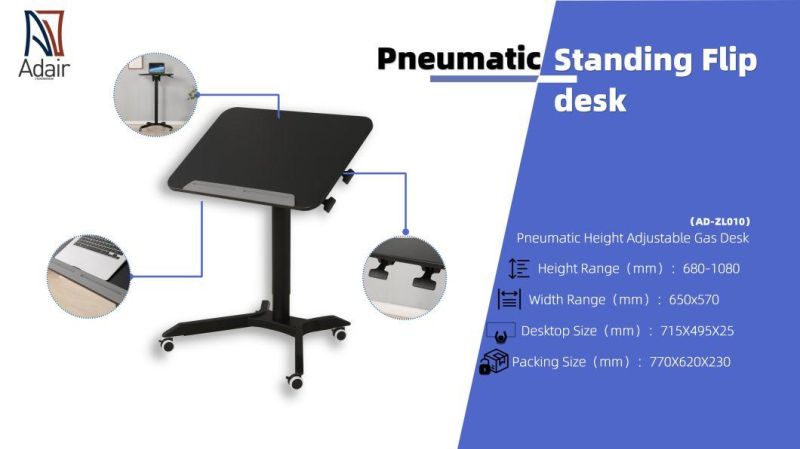 Office Laptop Work Pneumatic Height Lifting Tilting Stand up Coffee Table
