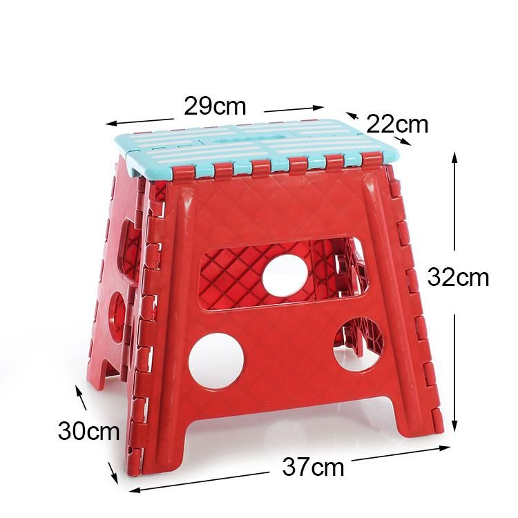 Color Matching Lovely Red Stripe Household Folding Plastic Stool