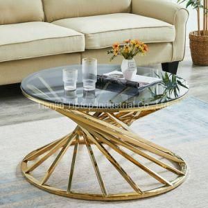 Luxury Glass Top Coffee Table Golden Stainless Steel Base Coffee Table Home Furniture Table