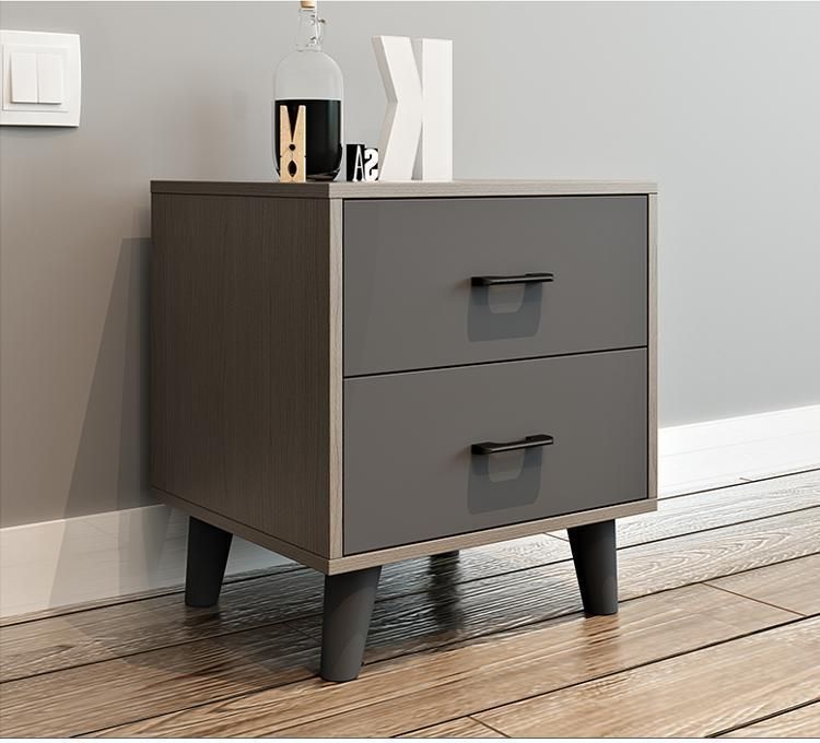 Nordic Simple Style Wooden Grey Color Bedroom Furniture Bed Side Table Night Stand
