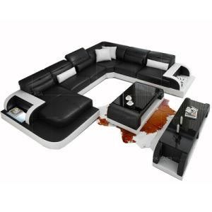European Black Leather Sofa and American Sofa Home Furniture General Use 7 Seater Sofa Set