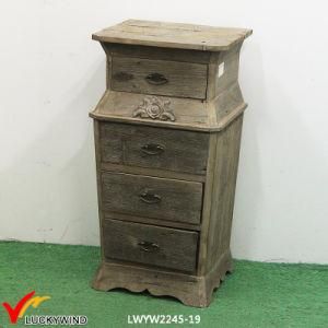 Floral Carved 4 Drawers Wood Filing Cabinet