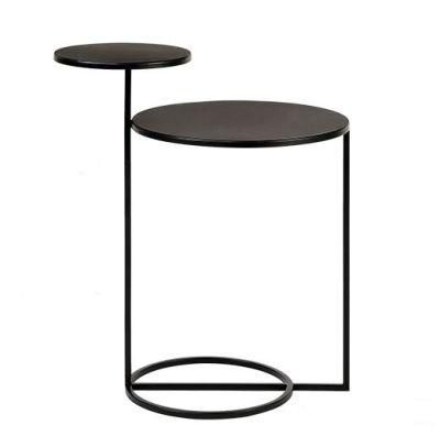 Round Iron Small Tea Table Modern Design Pumpkin Black High and Low Metal Coffee Table