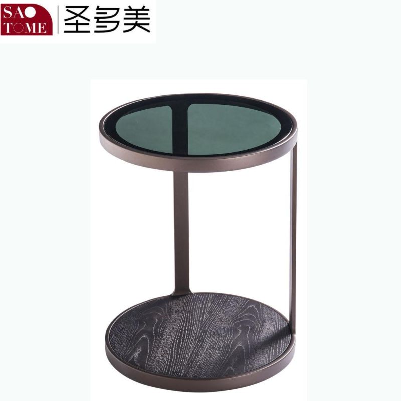 Large Round Table with Melted Glass Surface and Metal Bottom for Hotel Living Room Furniture