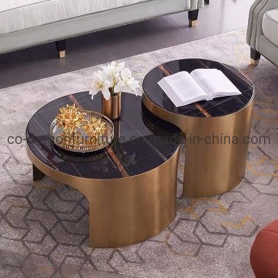 Modern Luxury Marble Top Double Coffee Table for Home Furniture