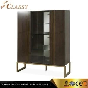 Luxury Modern Wood Storage Cabinet with Metal Design for Living Room
