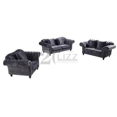Modern Norway Stylish Home Lounge Curved Chesterfield Fabric Sofa Furniture Set