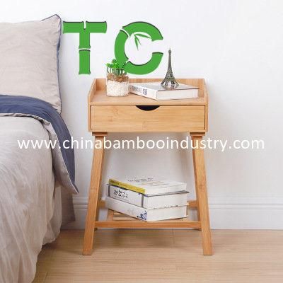 Bamboo End Table with Drawer and Single Shelfwooden Side Table Nightstand