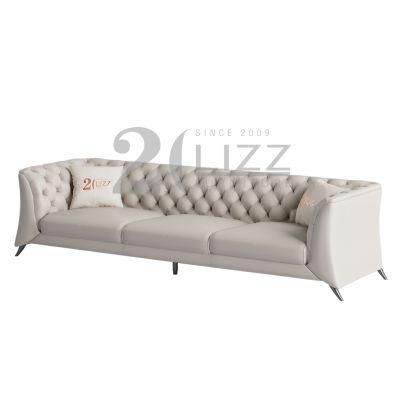 Nordic Style Simple Upholster Home Hotel Furniture Modern Living Room Tufted Design Genuine Leather Sofa