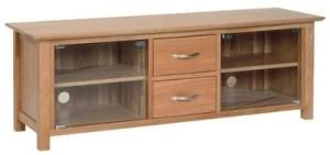 Solid Oak Modern Wood Large TV Table
