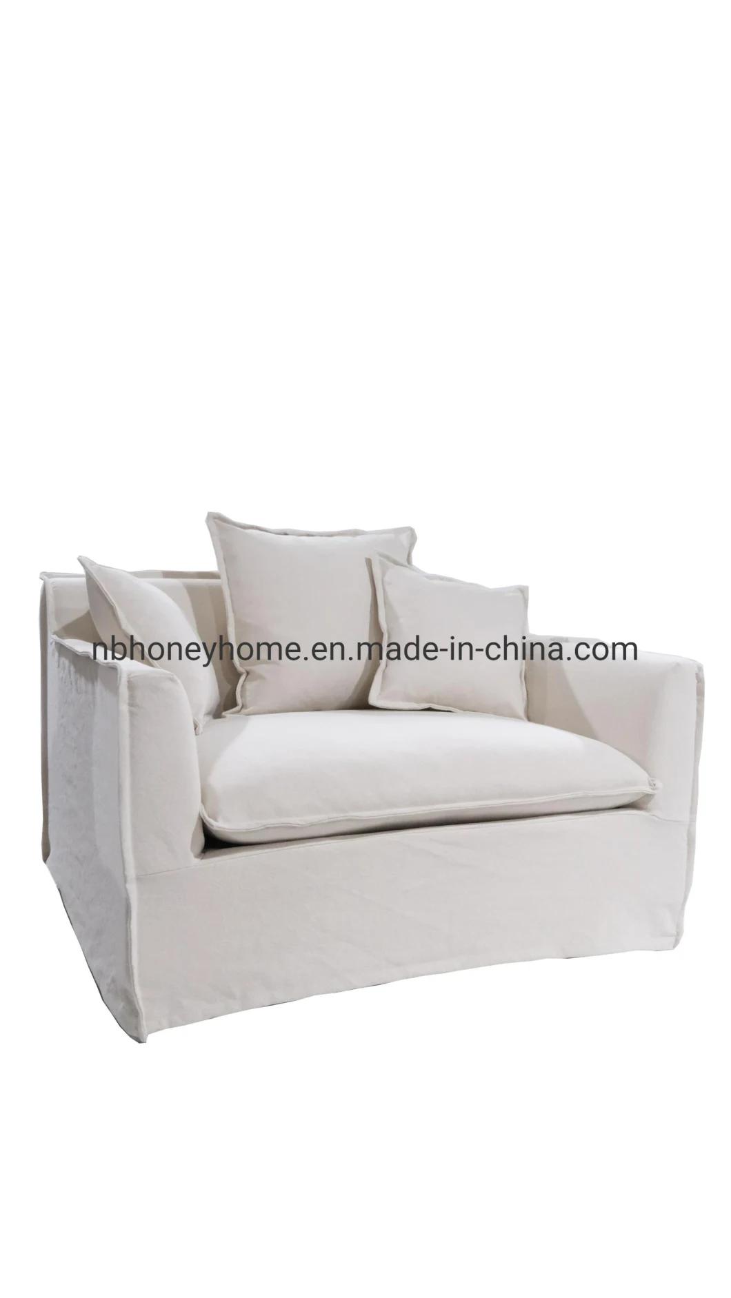 Modern Living Room 3 Seat Slip Cover Fabric Sofa