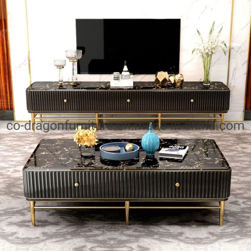 Luxury Marble Top Wooden Coffee Table for Living Room Furniture