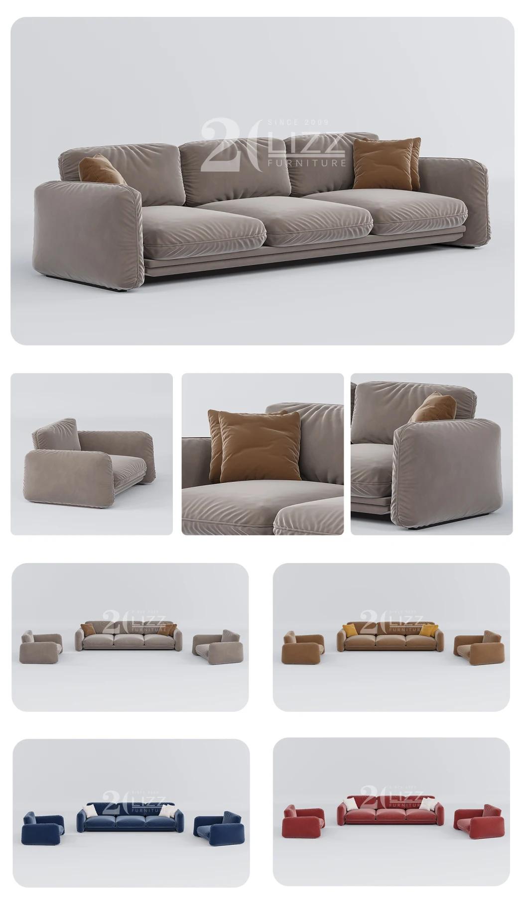 Professional Italian Design High Quality Living Room Lounge Modern Hotel Decor Brown Fabric Sofa Set