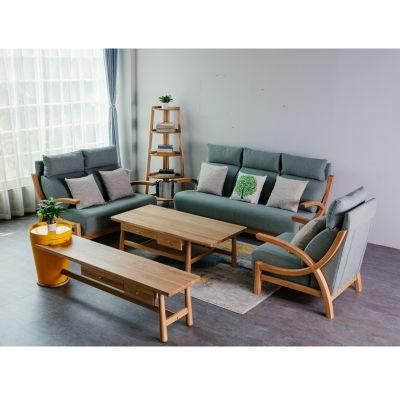 Nordic Small Apartment Living Room Solid Oak Wood Single Double Triple Corner Sofa 0259