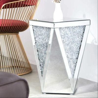 Living Room Furniture Sparkly Diamond Lamp Table Mirrored Side Table