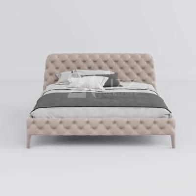 Wholesale High End Wooden Home Bedroom Furniture European Luxury Queen King Size Fabric Bed