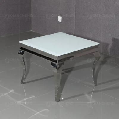 Modern Living Room Furniture Silver Stainless Steel Marble Side Table