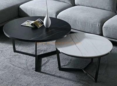New Modern Design Elegant Black Metal Legs Restaurant Dining Table MDF with Paper Coffee Table