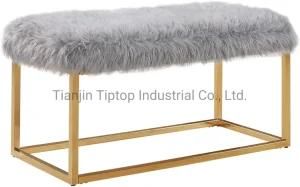 Satinless Steel Base Home Furniture Bed End Bench Living Room Velvet End Bench