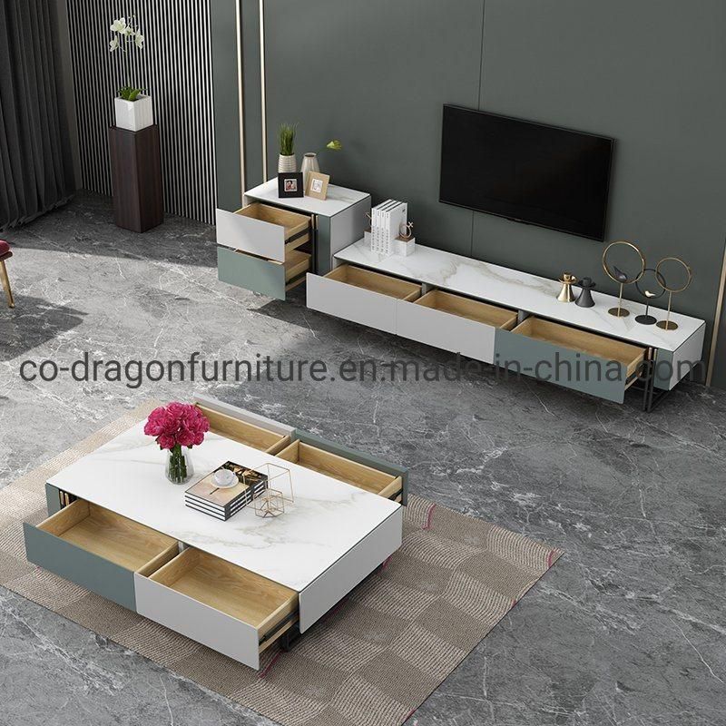 Modern Home Furniture Wooden Marble Top Living Room Coffee Table