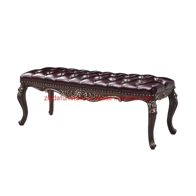 Genuine Leather Antique Style Modern Wooden European Style Wooden Stool
