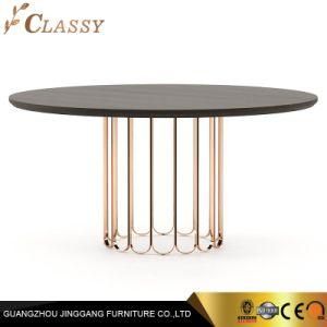 Modern Dining Furniture Wood Top Mirror Stainless Steel Dining Table