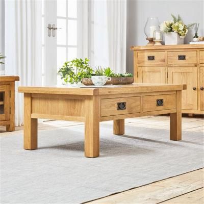 Rustic Oak Large 4 Drawer Coffee Table