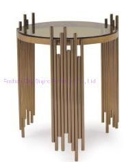 Modern Luxury Metal Furniture Unique Black Glass Round End Table