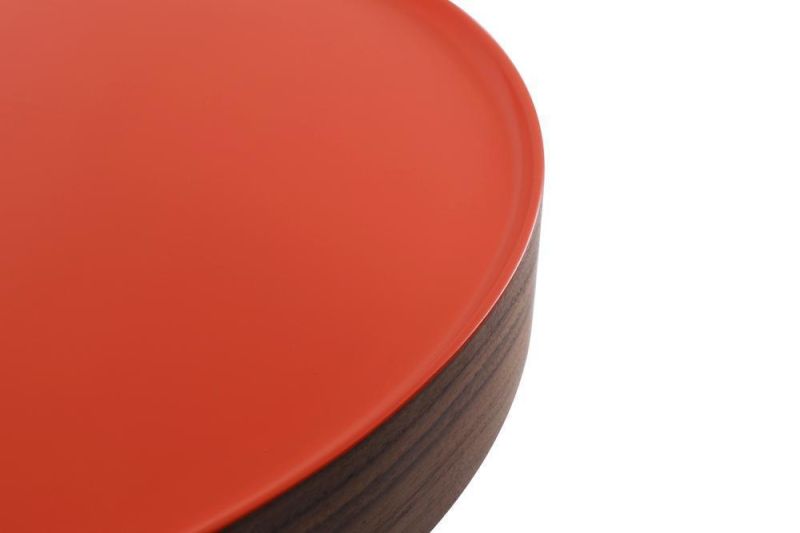 4 Legs Coffee Table Orange Color Round Fashionable Side Table