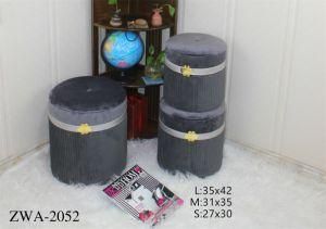 Luxury Grey Velvet Stool Ottoman