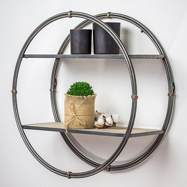 Masterpiece Art Gallery Wood and Metal Round Hanging Wall Shelf