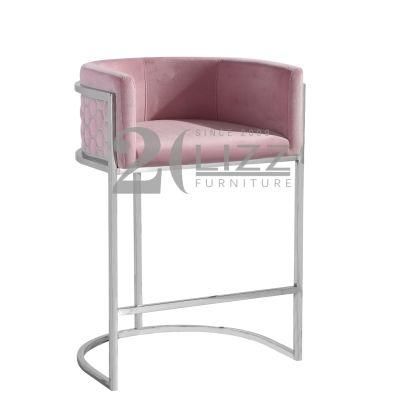 Stylish Pink Fabric Bar Chair Modern Home Living Room Furniture Contemporary Velvet Upholstered Sofa Chair
