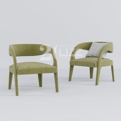 European Modern Leisure Wooden Home Living Room Furniture Set Velvet Fabric Sofa Chair