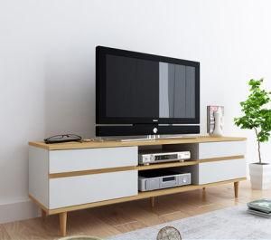 Hot Selling Oak Leg 2 Layers Panel Cabinet Wood TV Stand for Living Room Furniture
