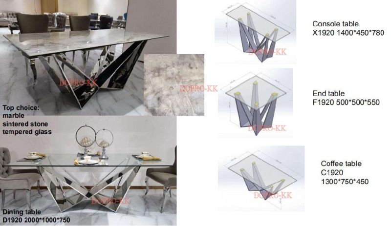 Modern Shape Simple Home Furniture Stainless Steel Dining Table