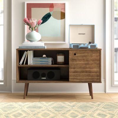 Living Room Furniture Rustic Brown 49 Inches Wooden TV with Solid Wood Legs for Tvs