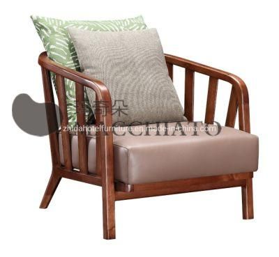 Walnut Wooden Frame Modorn Hotel Bedroom Living Room Chair