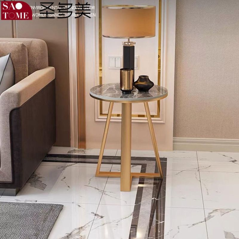 Modern Popular Living Room Furniture Two Specifications Matte Rock Plate Round Tea Table