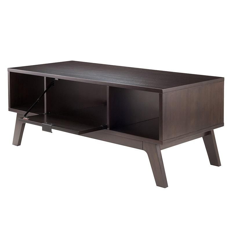 Dark Rectangular Wooden Coffee Table with a Drawer