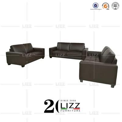 Italian Living Room Genuine Leather Sectional Sofa Set
