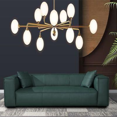 Dark Green Modern Latest Design Office Home Leather Furniture 3 Seater Living Room Sofa