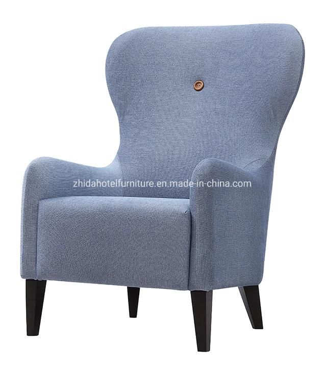 Modern High Back Fabric Wooden Legs Lobby Hotel Home Chair